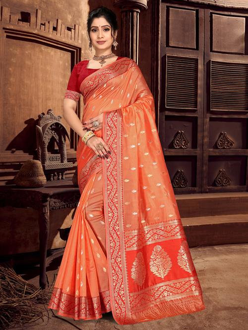 self design woven saree with blouse - 19183714 - Very Small Image - 1
