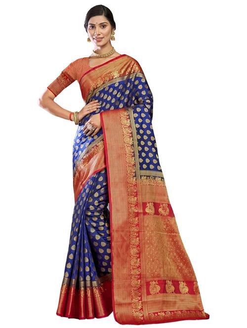 self design woven saree with blouse - 19183762 - Very Small Image - 1