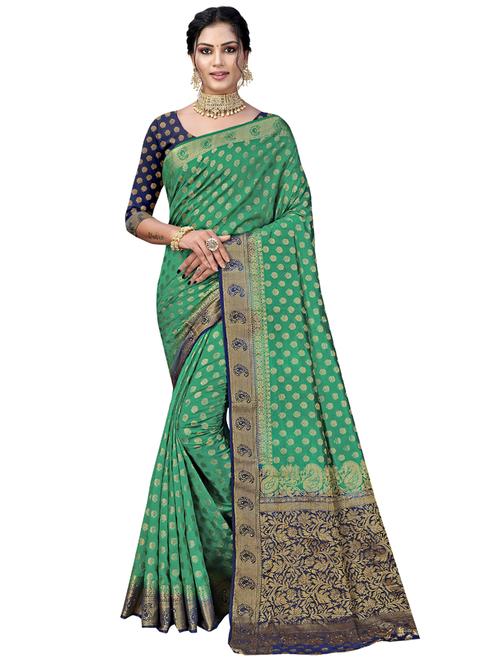 ethnic wear green color saree set with blouse - 19183776 - Very Small Image - 1