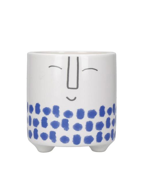 kitchencraft ceramic plant pot with blue happy face design - 19183885 - Very Small Image - 1
