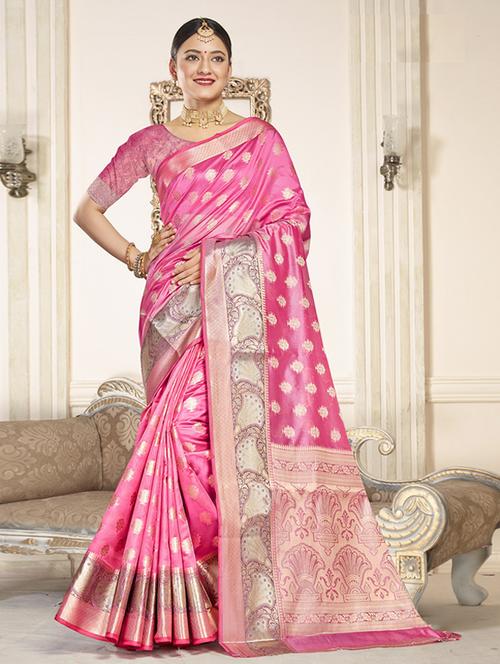ethnic wear pink color saree set with blouse - 19184454 - Very Small Image - 1