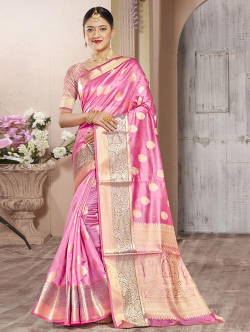 ethnic wear pink color saree set - 19184455 - Very Small Image - 1