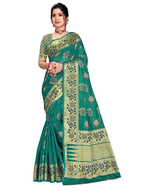 ethnic wear green color saree set with blouse - 19184493 - Very Small Image - 1