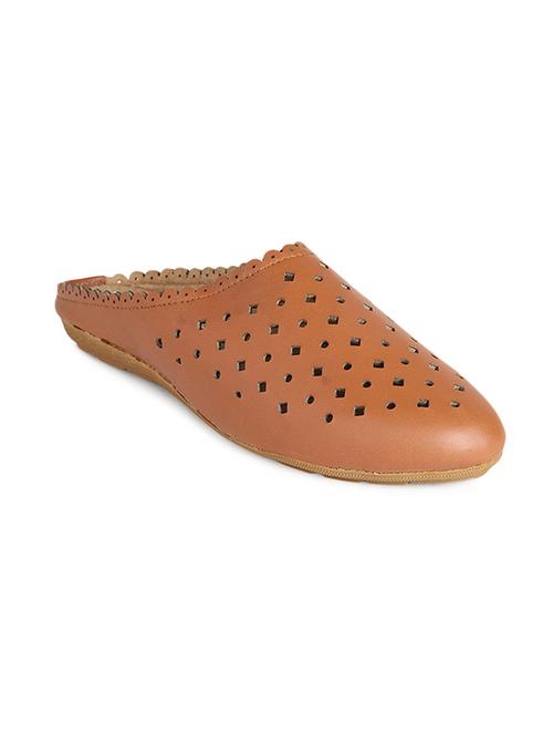 tan cut work slip on mules - 19185088 - Very Small Image - 1