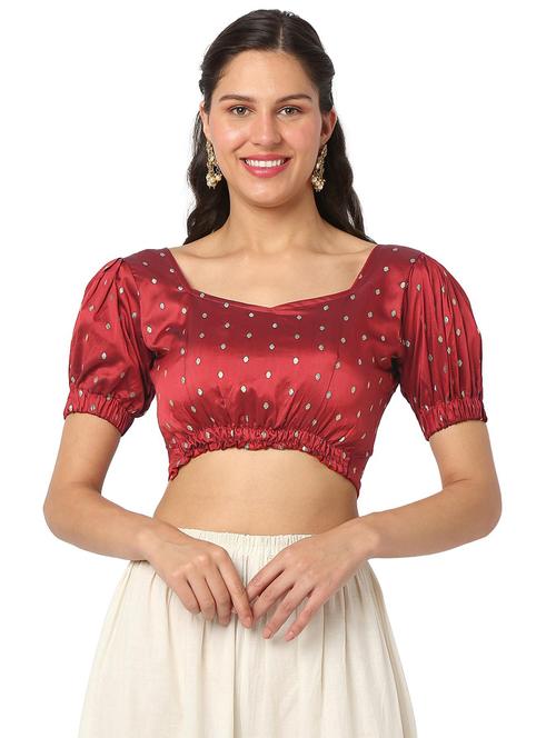 red raw silk regular blouse - 19185893 - Very Small Image - 1