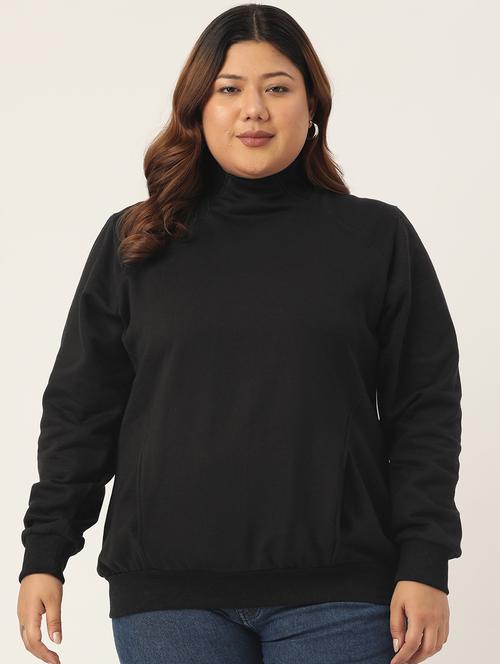 high neck solid plus sweatshirt - 19185940 - Very Small Image - 1