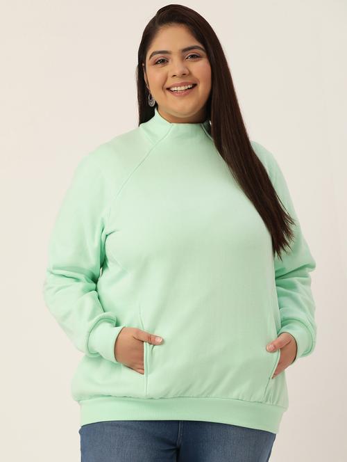 high neck solid plus sweatshirt - 19185943 - Very Small Image - 1