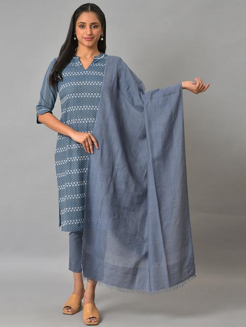 grey cotton dupatta - 19186472 - Very Small Image - 1