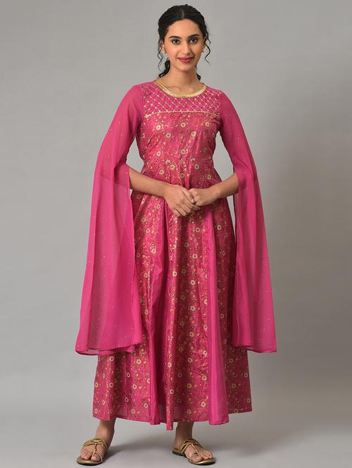 pink gold print gown dress - 19186887 - Very Small Image - 1