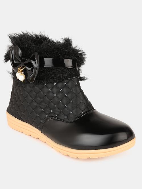 girls black leatherette boots - 19187120 - Very Small Image - 1
