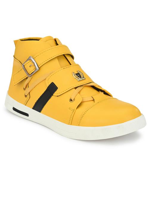 men yellow coloured lace up sneakers - 19188647 - Very Small Image - 1