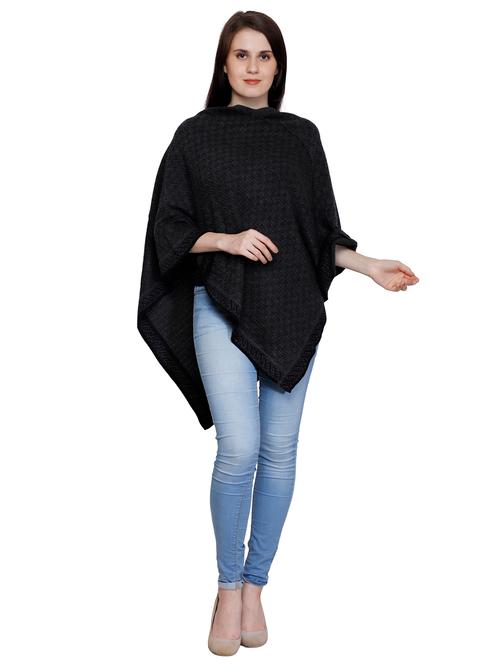 grey acrylic poncho - 19190044 - Very Small Image - 1