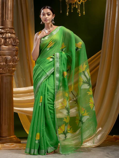 self design handloom saree with blouse - 19193178 - Very Small Image - 1