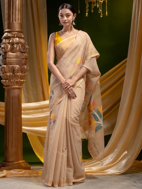 self design handloom saree with blouse - 19193180 - Very Small Image - 1