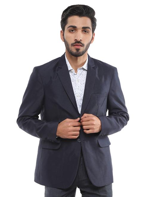 dark blue polyester single breasted casual blazer - 19193454 - Very Small Image - 1