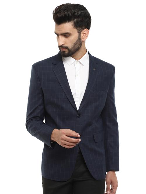 dark blue polyester single breasted casual blazer - 19193459 - Very Small Image - 1