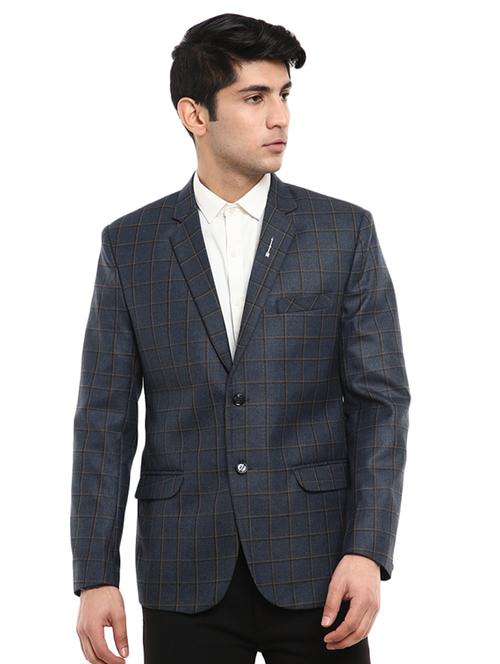 dark blue polyester single breasted casual blazer - 19193460 - Very Small Image - 1