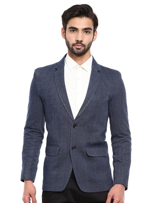 dark blue polyester single breasted casual blazer - 19193468 - Very Small Image - 1