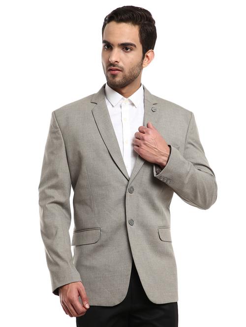 grey polyester single breasted casual blazer - 19193484 - Very Small Image - 1