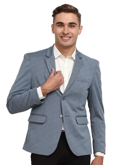 light blue polyester single breasted casual blazer - 19193519 - Very Small Image - 1