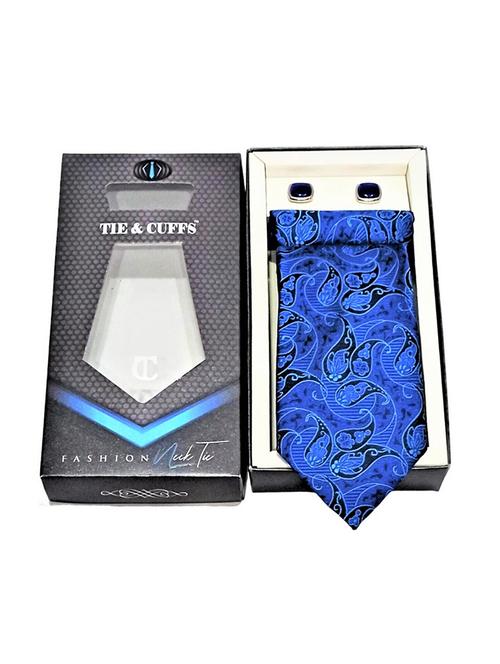 men self design tie, pocket square & cufflinks combo - 19195850 - Very Small Image - 1