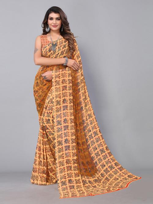 women's floral multi colored saree with blouse - 19196123 - Very Small Image - 1