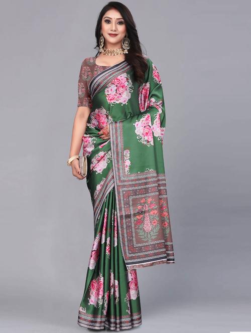 floral printed saree with blouse - 19197097 - Very Small Image - 1