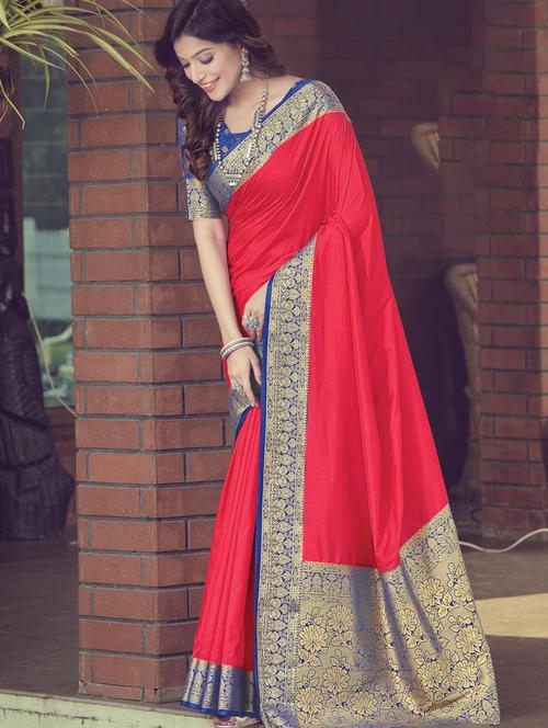 red silk saree - 19197137 - Very Small Image - 1