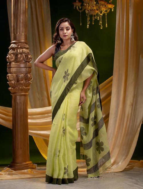 floral handloom saree - 19197293 - Very Small Image - 1