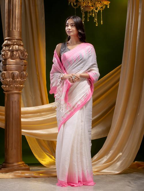 solid handloom saree - 19197301 - Very Small Image - 1