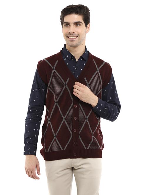 v-neck self design pullover - 19197515 - Very Small Image - 1