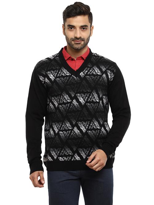 v-neck self design pullover - 19197517 - Very Small Image - 1