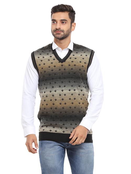 v-neck self design pullover - 19197518 - Very Small Image - 1