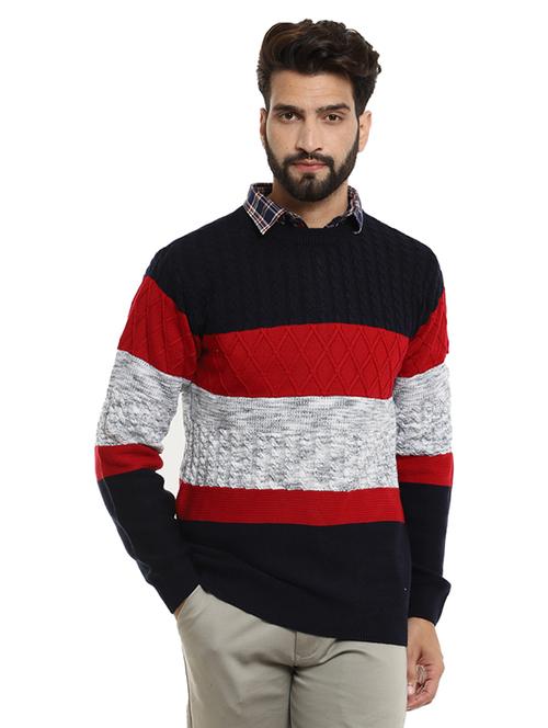 mandarin collar striped pullover - 19197538 - Very Small Image - 1