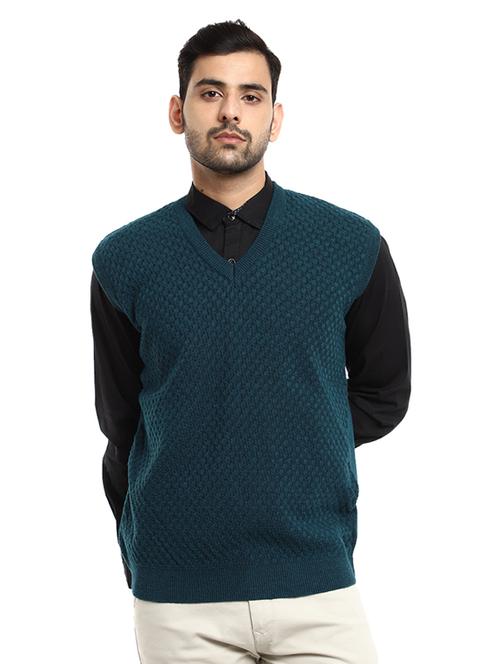 v-neck self design pullover - 19197545 - Very Small Image - 1