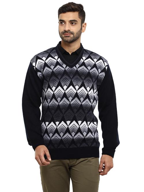v-neck self design pullover - 19197551 - Very Small Image - 1