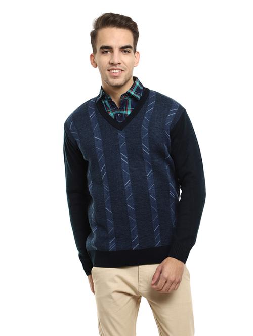 men self design daffodil v neck pullover - 19197562 - Very Small Image - 1