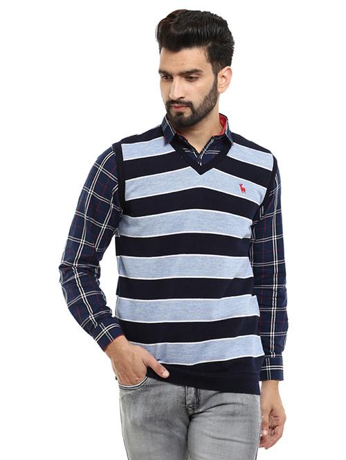 v-neck self design pullover - 19197565 - Very Small Image - 1