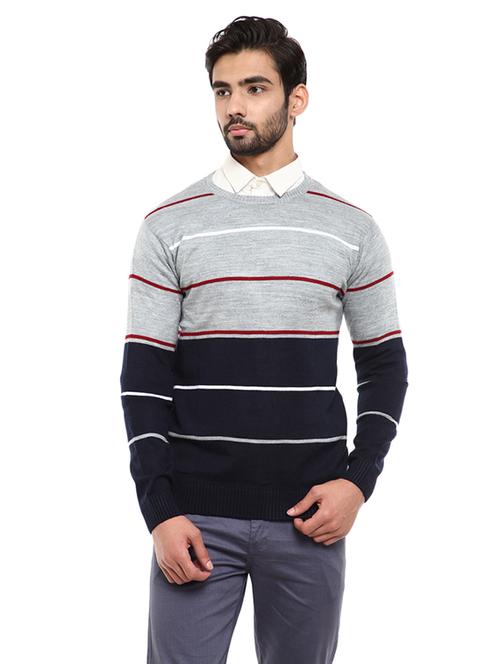 v-neck self design pullover - 19197569 - Very Small Image - 1