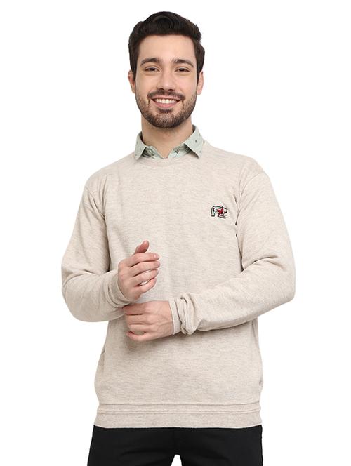 round neck self design pullover - 19197576 - Very Small Image - 1