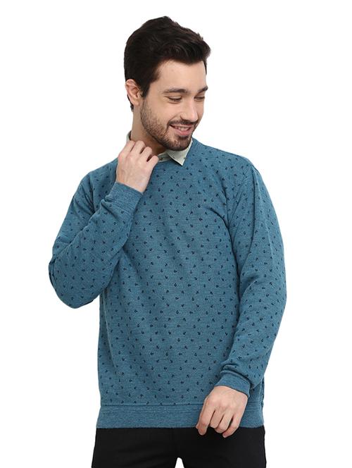 round neck self design pullover - 19197588 - Very Small Image - 1