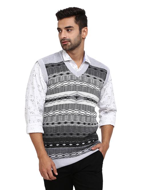 v-neck self design pullover - 19197595 - Very Small Image - 1