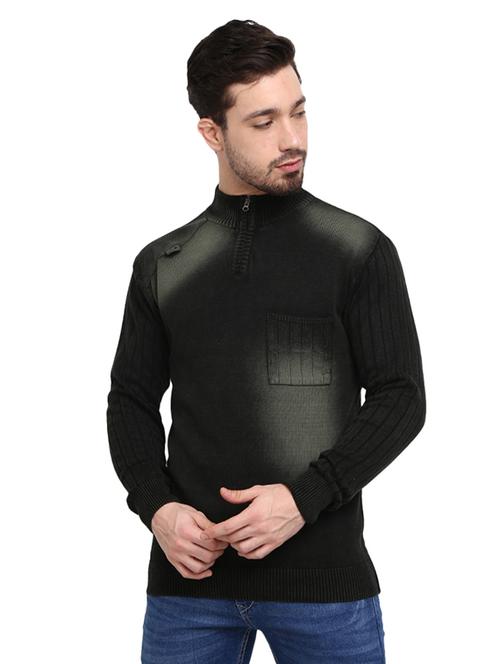 high neck self design pullover - 19197598 - Very Small Image - 1