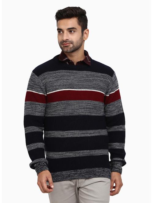 men striped round neck sweater - 19197689 - Very Small Image - 1