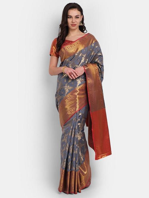self design kanjivaram saree with blouse - 19198026 - Very Small Image - 1