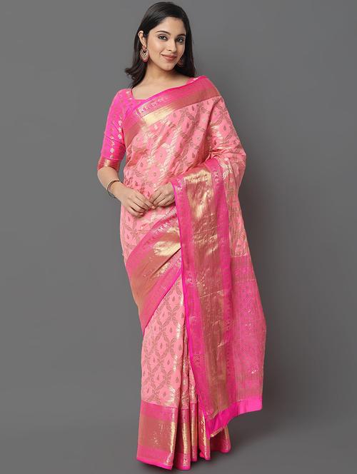 self design kanjivaram saree with blouse - 19198037 - Very Small Image - 1