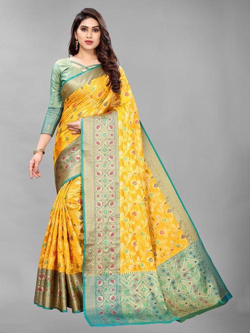 self design printed kanjivaram saree with blouse - 19198092 - Very Small Image - 1