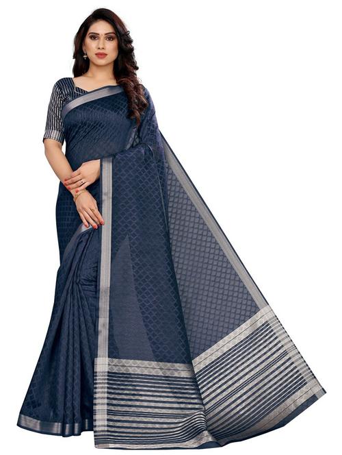 self design printed saree with blouse - 19198108 - Very Small Image - 1