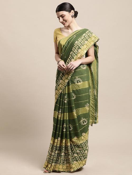 floral printed saree with blouse - 19198135 - Very Small Image - 1