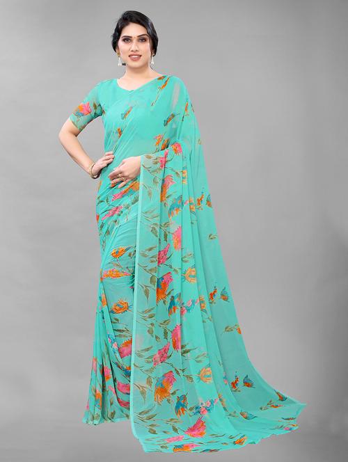 floral printed saree - 19198161 - Very Small Image - 1